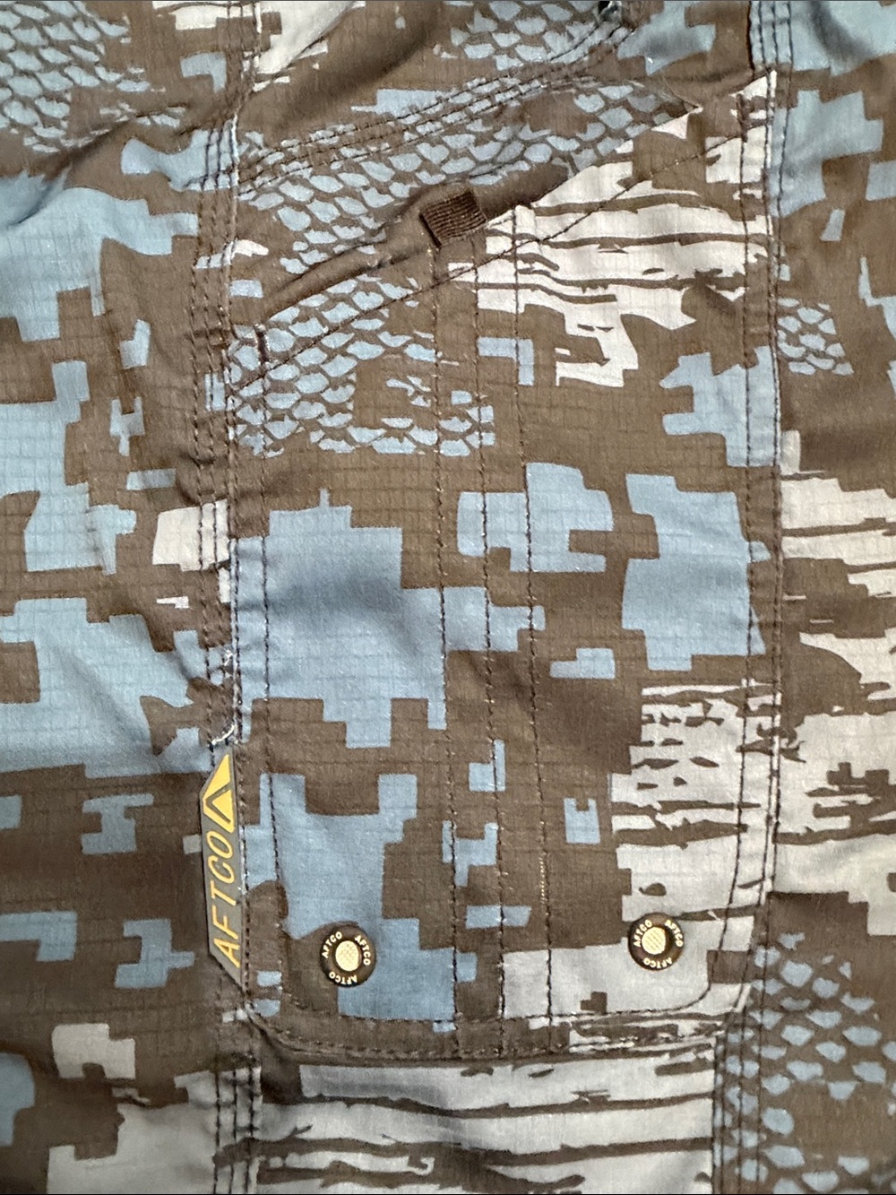 AFTCO Digital Camo Fishing Shorts in Black, Olive & Tan size 36 - Picture 3 of 4